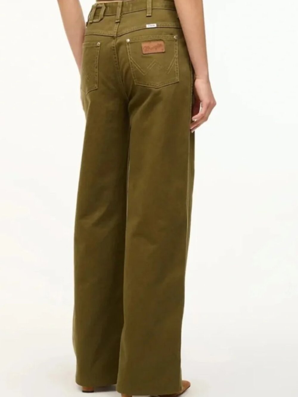 STAUD X Wrangler The Loose WIde Leg Jean in Sergeant Sz 25 Army Green